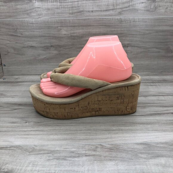 Veronica Beard Pink and Tan Wedge Sandals - Picture 4 of 12